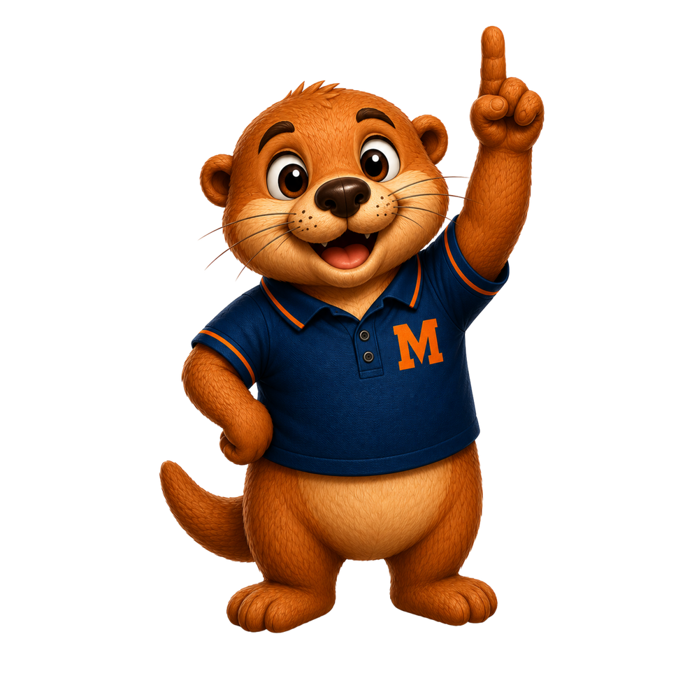 Moe the otter pointing up