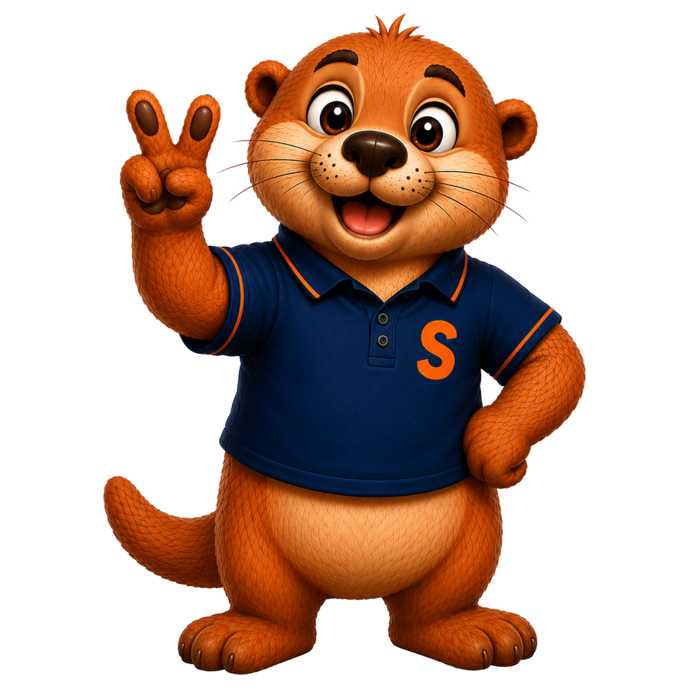 Slyde's otter giving a peace sign